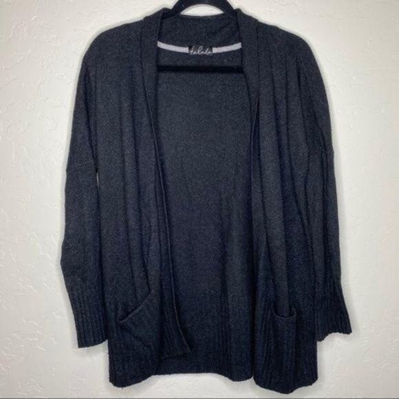 Talula Aritzia Black Cashmere Blend Lenox Sweater Open Cardigan Medium - Picture 7 of 7